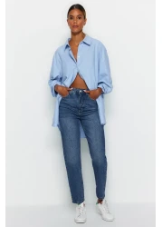  Collection Dark Blue High Waist Mom Jeans TWOAW24JE00076