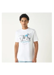 Lee Cooper تي شيرت مطبوع برقبة دائرية وأكمام قصيرة