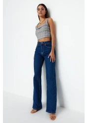  Collection Dark Blue High Waist Wide Leg Jeans Twoss23Je00068