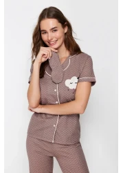  Collection Mink Printed Shirt-Pants Knitted Pajamas Set THMSS21PT0876