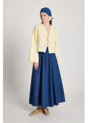 minaaise Women's Yellow Poplin Front Tie Blouse 29085