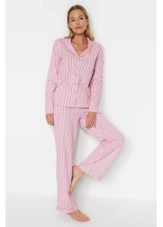  Collection 100% Cotton Pink Striped Shirt and Pants Sleepwear Set - THMAW24PT00144