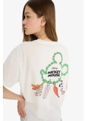 Defacto Coool Disney Mickey & Minnie Oversize Wide Fit Back Printed Short Sleeve T-Shirt F5167Ax25Sm