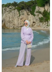 LOCCO Women's Seersucker Suit Lilac