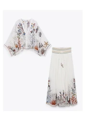 Lavanta Tekstil Embroidered Shirt Skirt Set