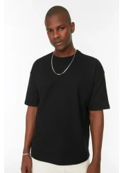  Collection Black Oversize Short Sleeve Basic T-Shirt Tmnss22Ts00049
