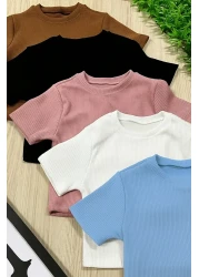 ÖZ PAMUK تي شيرت نسائي مكون من 5 قطع برقبة دائرية وقصيرة