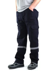 ESERIS 16-12 Gabardine Commando Work Trousers with Pockets Reflective - Summer - Navy Blue