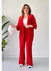 MaziButik Seersucker Double Set Red