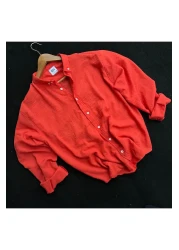 Hazhers Men's Oversize Shirt Collar Long Sleeve Linen Summer Shirt