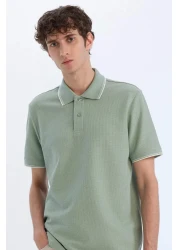 Defacto Regular Fit Polo Neck Short Sleeve Waffle T-Shirt D7932Ax25Sp