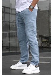 Madmext Indigo Muslin Fabric Men's Basic Trousers 6507