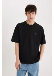Defacto Boxy Fit Crew Neck Printed Short Sleeve Heavy Fabric T-Shirt D5507Ax25Sp