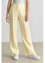 Defacto Straight Fit Linen Fabric Palazzo Trousers High Waist Long Length F0112Ax25Sm