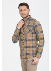 Klothy Men's Long Sleeve Single Pocket Slim Fit Shirt 2559