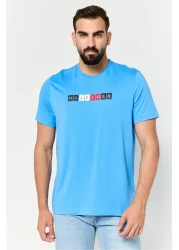 Tommy Hilfiger Men Crew Neck Short Sleeves Brand Logo T-Shirt, Slate Bule