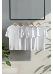  Collection White Slim Fit 5-Piece T-Shirt Pack - 100% Textile Tmnaw20Ts0243