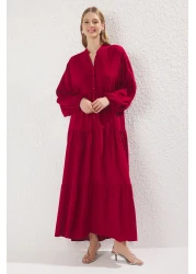  Modest Burgundy Viscose Woven Dress Tctss24Eb00221
