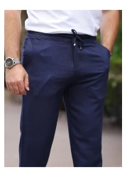 BASEL.CO بنطلون رياضي صيفي من الكتان الرقيق