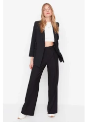  Collection بنطال أسود عالي الخصر بأرجل واسعة - TWOAW22PL0066