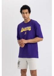 Defacto NBA Los Angeles Lakers Boxy Fit Short Sleeve T-Shirt - Crew Neck S9221AZ24SM
