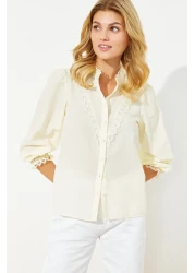  Collection Cotton Yellow Lace Detailed Shirt - Regular Fit TWOAW21GO0077