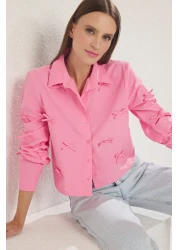  Collection Light Pink Bow Detailed Shirt Twoss25Go00144