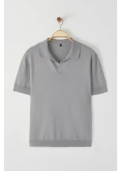  Collection Polo Neck Stone Color Plain Knitwear T-Shirt - Tmnss25Po00008