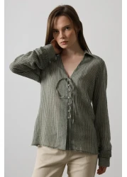  Collection Khaki Striped Shirt - Twoss25Go00056