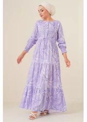 Bigdart 2145 Patterned Hijab Dress - Lilac