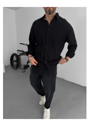 BYBASICMAN Black Flame Long Sleeve Shirt Yp-5001