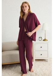  Collection Dark Cherry Comfortable Molded Viscose Maternity Pajama Set