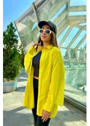 Qaju Women's Oversize Shirt with Scallop Detail on the Back