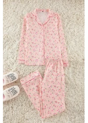  Collection طقم بيجامة محبوكة من القطن بنسبة 100% باللون الوردي THMAW25PT00202