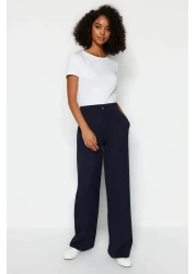  Collection Navy Blue Wide Leg Woven Trousers - Twoaw22Pl0139