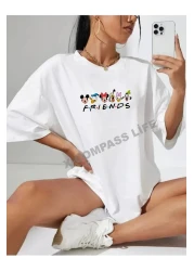 x-compass life UNISEX THSORT FRIENDS - قطن مطبوع