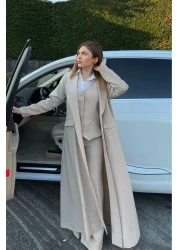 Qenz Triple Striped Double Set - Beige