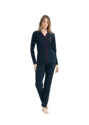 U.S. Polo Assn. - Women's Navy Blue Full-Length Pajama Set