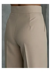 Zeo Basic بنطال بالازو نسائي عالي الخصر مع إغلاق فيلكرو