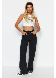  Collection Black High Waist Wide Leg Wide Leg Jeans Twoaw24Je00075