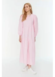  Modest Powder Gather Detailed Cotton Wide Fit Woven Dress TCTSS21EL3470