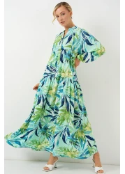 Bigdart 2423 Authentic Patterned Hijab Dress - E.Mint