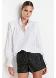  Collection Sagaza Studio Poplin Shirt - White, Drawstring Detail, Woven TPRAW22GO1191