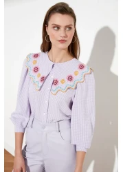  Collection Lilac Embroidered - Seersucker Regular Shirt TWOSS21GO0232