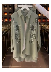 CLASSY.MODA Three-Piece Set - Shirt, Pants and Tank Top Scale Embroidered