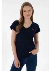 U.S. Polo Assn. Women's Navy Blue V-Neck Basic T-Shirt 50305825 -Vr033