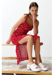  Collection Red Floral Viscose Maxi Woven Dress TWOSS24EL00613