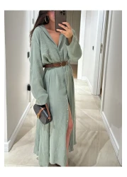 Lavanta Tekstil فستان قميص بحزام