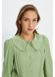  Collection Baby Collar Mint Lace Detailed Shirt - Regular Fit, Woven, TWOSS21GO0035