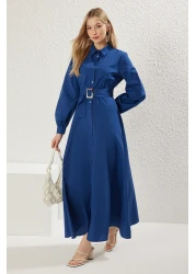  Modest Saks Belted Woven Shirt Dress Tctss25Eb00064